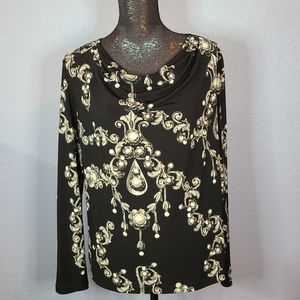 Chicos Chandelier Pattern Career Top 1